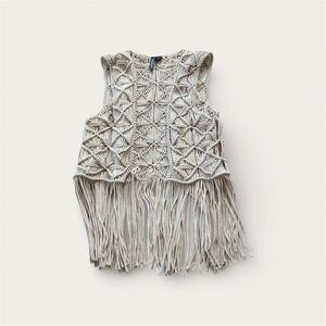 Full  Beige Crochet Vest